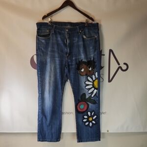 Levi's Blue Jeans with Artistic Floral Design